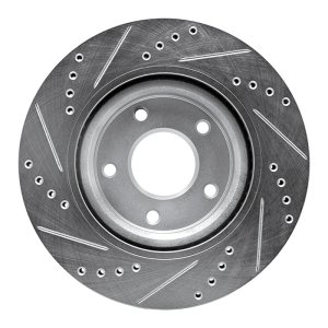 Nissan Altima Brake Rotor (1) - Front Right - R1 Concepts - Drilled & Slotted - Silver - `07-`13